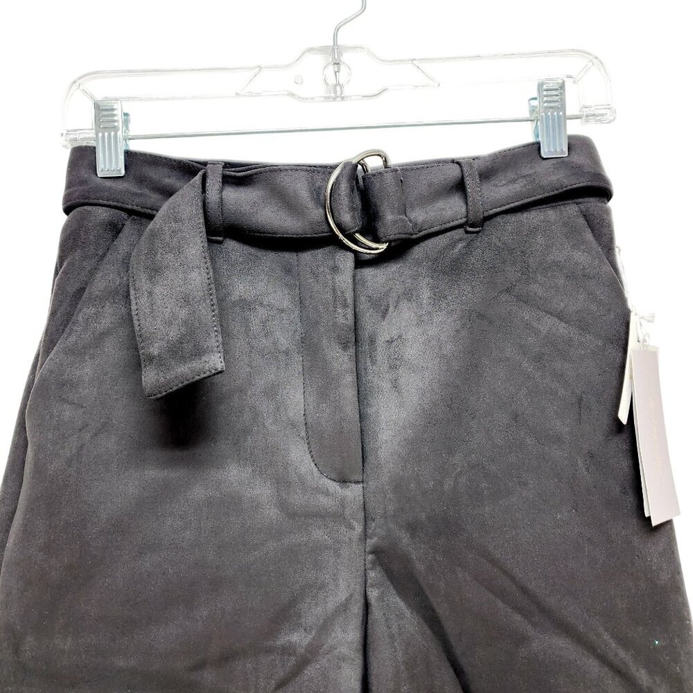 Women's NWT Faux Suede Shorts size S Solid Black Midi Extreme High Rise - Picture 8 of 9